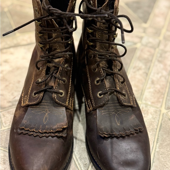 Women’s Ariat Heritage Lacer Brown Leather Boots - Picture 2 of 5